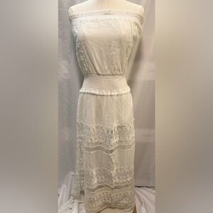 Elan Strapless White Lace Dress
